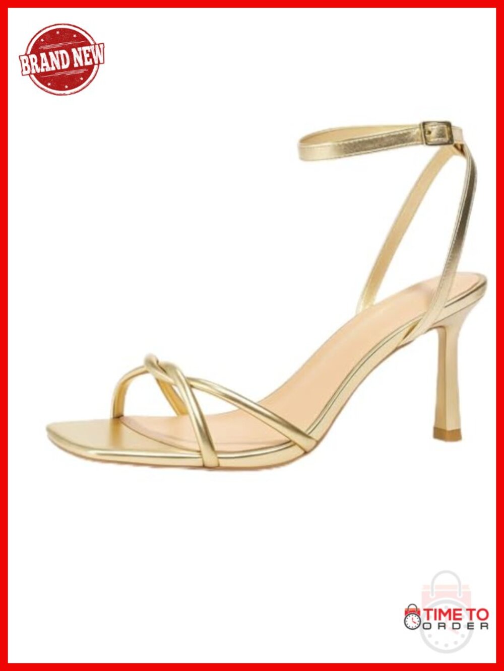 Women's Strappy Kitten Heel Sandals Square Open Toe Ankle Strap